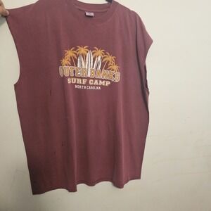 Basix Outer Banks Mens Sleeveless T Shirt XXL USA 100% Cotton‎ Vacation Red